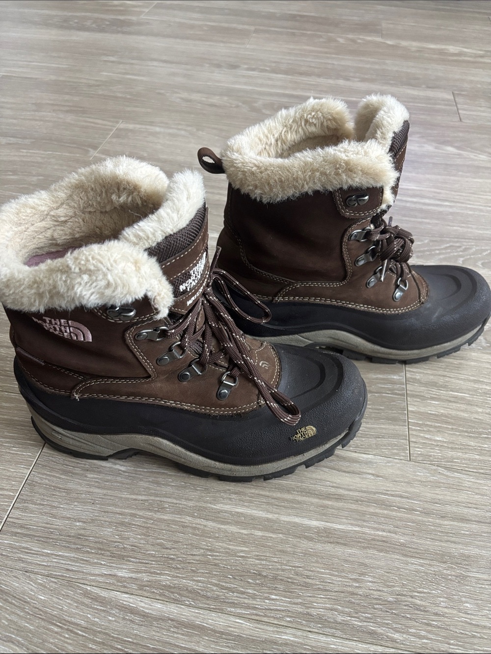 The North Face Brown and Black Faux-Fur Winter Boots
